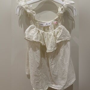 Zara RUFFLED EMBROIDERED BLOUSE